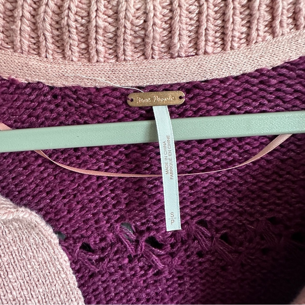 NWT Free People Pembrook Striped Cable Knit Collared Sweater Small - Picture 4 of 13